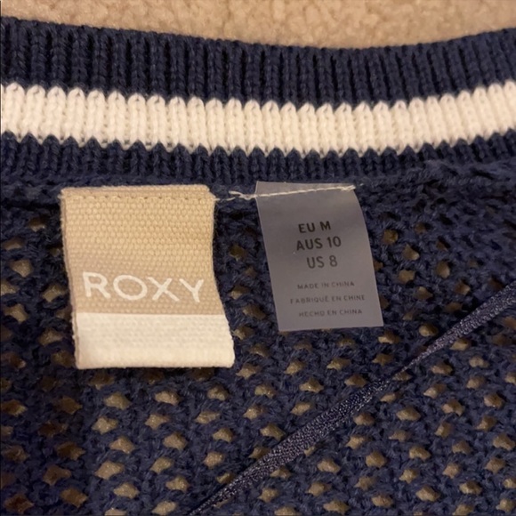 5/$20 Roxy City Escape Navy White Stripe Button Open Knit Cardigan Sweater-M - Picture 9 of 12